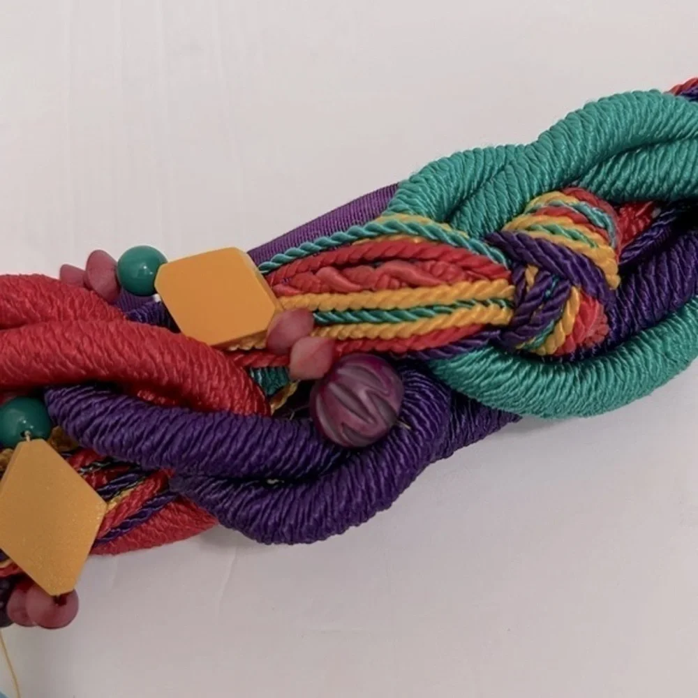 Vintage 90’s adjustable Colorful rope belt with embellishments EUVC