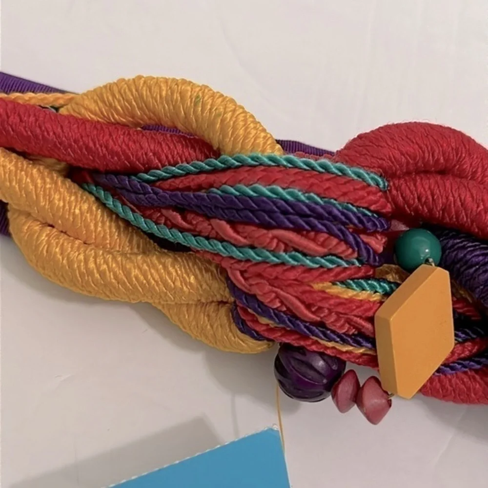Vintage 90’s adjustable Colorful rope belt with embellishments EUVC