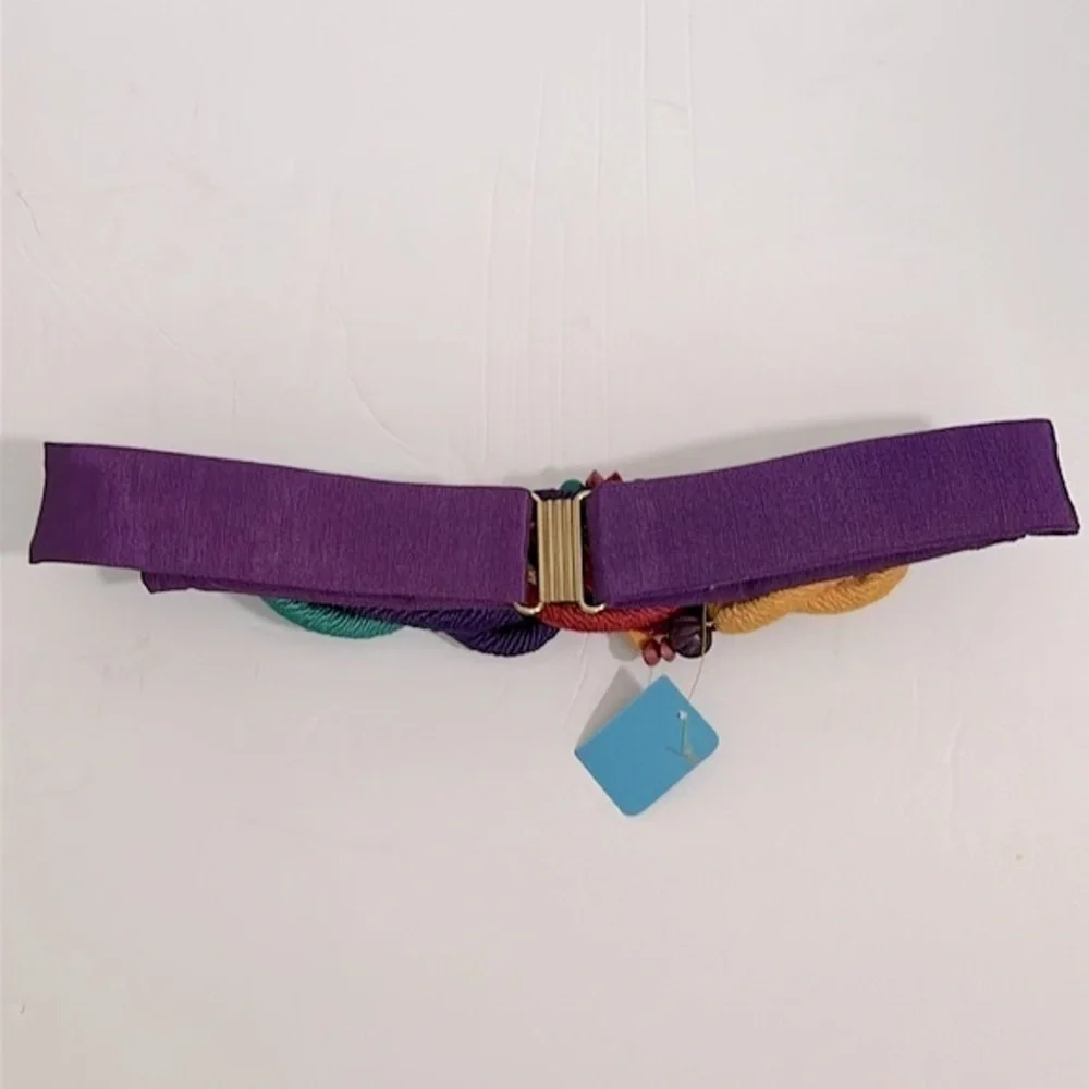 Vintage 90’s adjustable Colorful rope belt with embellishments EUVC