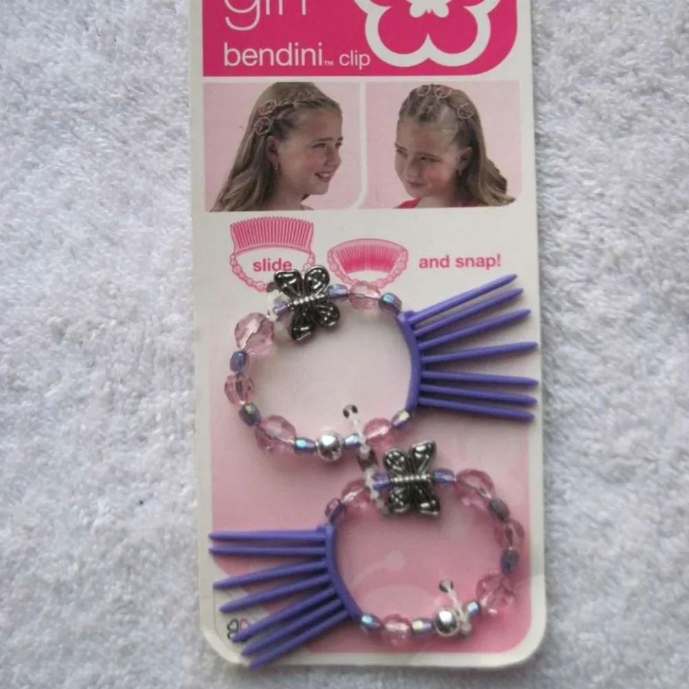 Scunci Girl Bendini Clip Bend Slide & Snap Plastic Beads Conair Hair Comb Pin