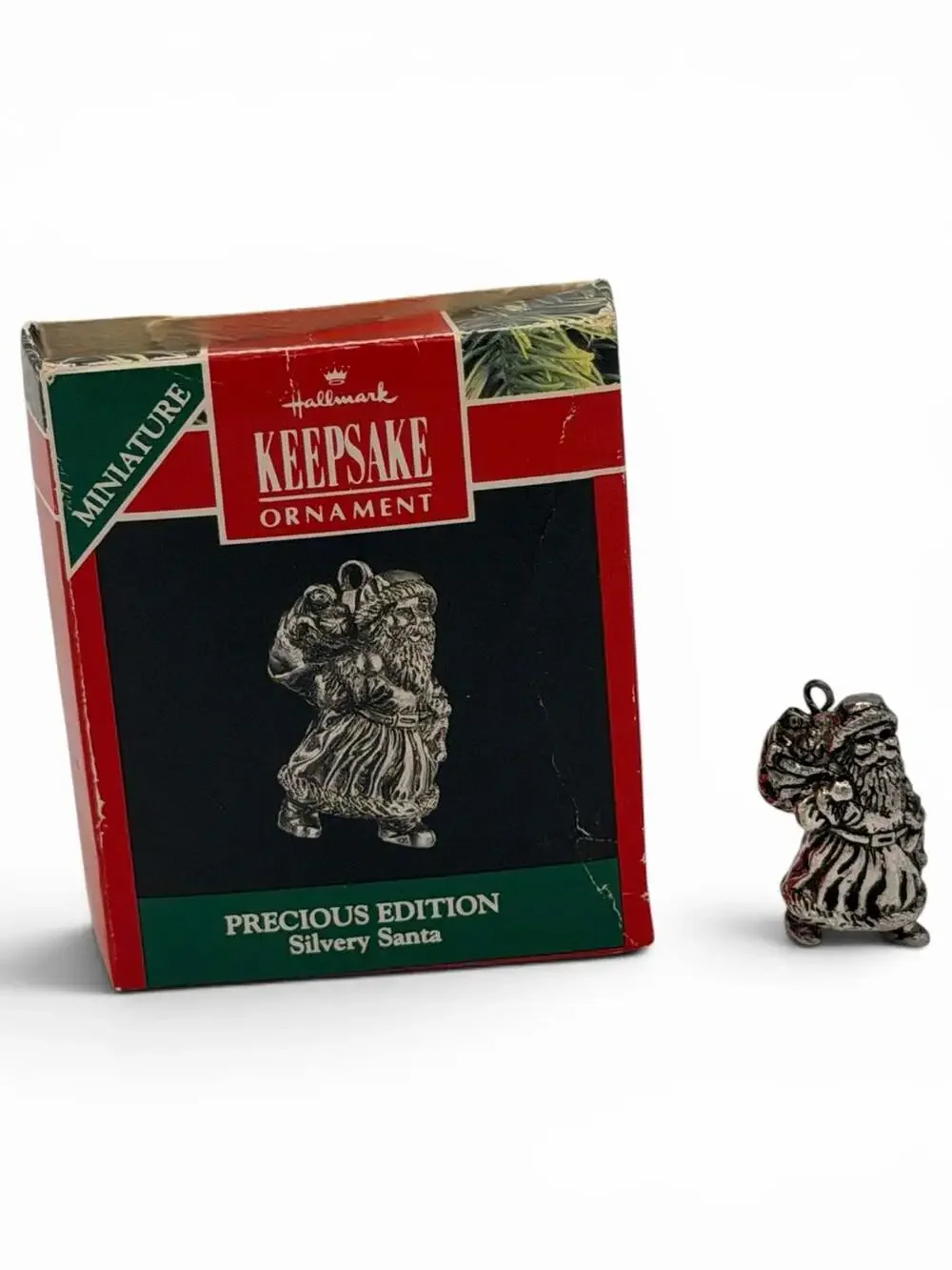 Hallmark 1991 Precious Edition Silvery Santa Miniature Keepsake Ornament