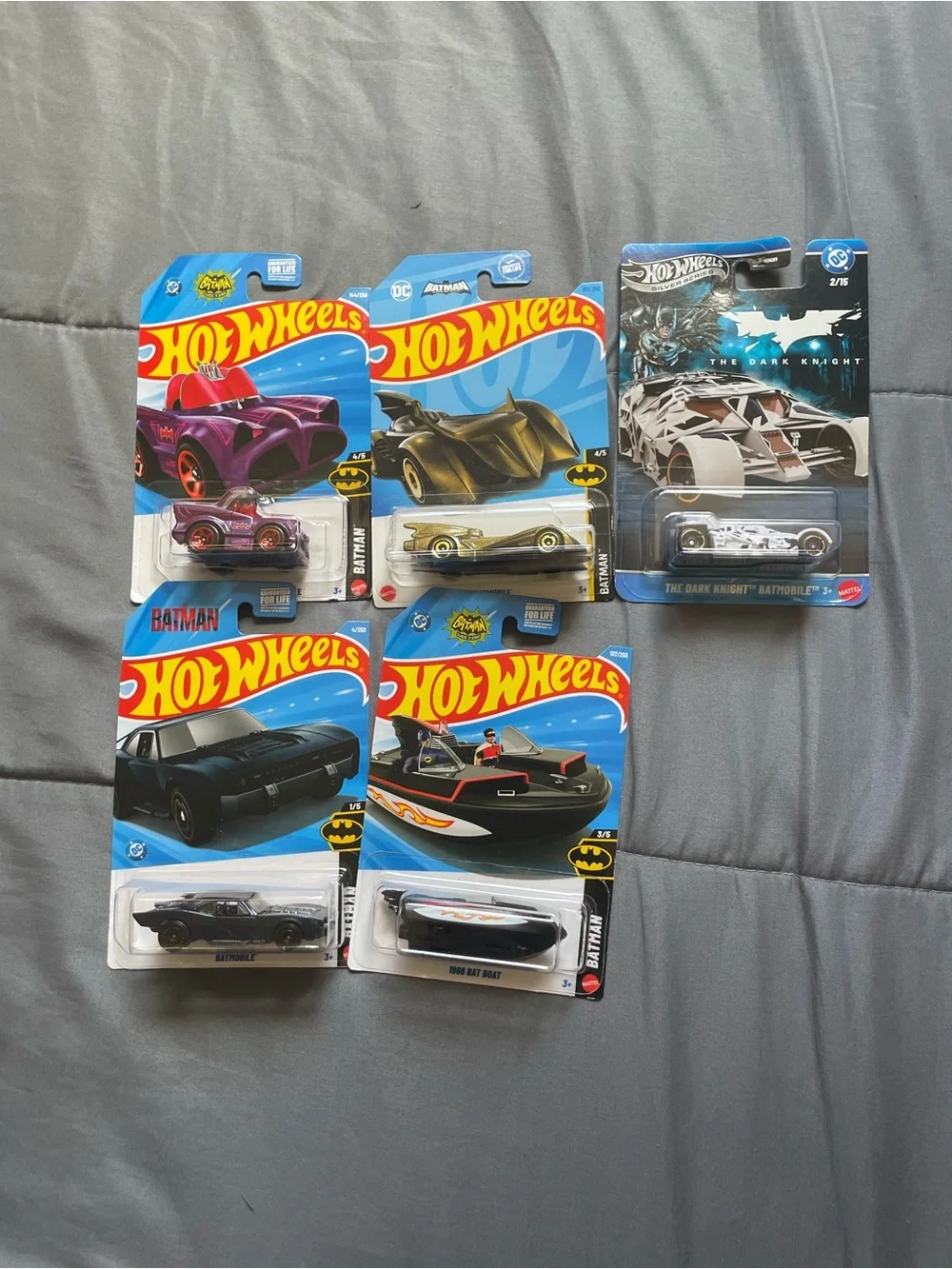 Hot Wheels Batman Vehicle Collection - Blue, Black, Gold, Purple, White