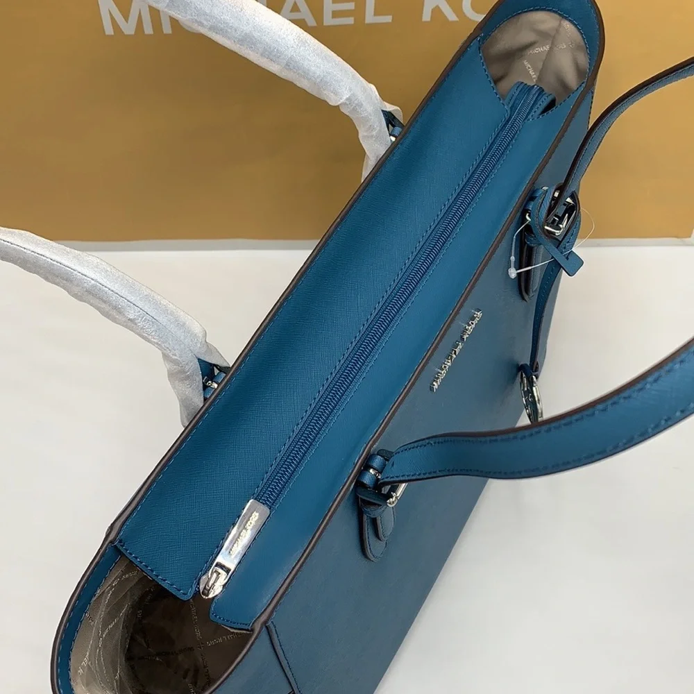 MICHAEL KORS Gilly Large Saffiano Leather Tote Bag TEAL COLOR