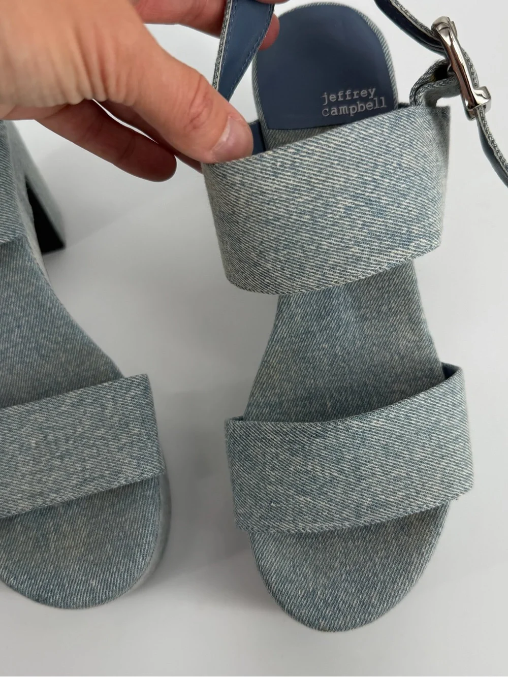 Jeffrey Campbell Denim Platform Sandals Chunky Block Heel Y2K Bratz Size 9