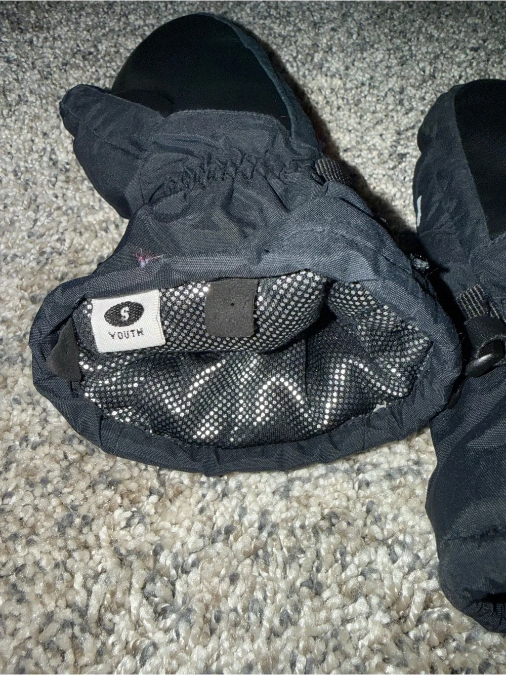 Columbia Black Winter Mittens with Buckle Straps Youth Small