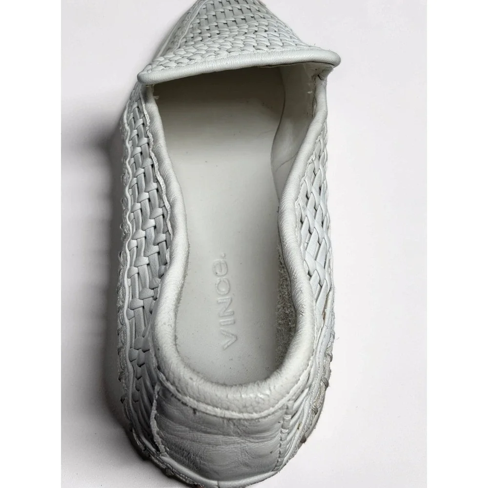 Vince Woven White Leather Stafford Platform Slip On Shoes 38 US Size Lk Nw