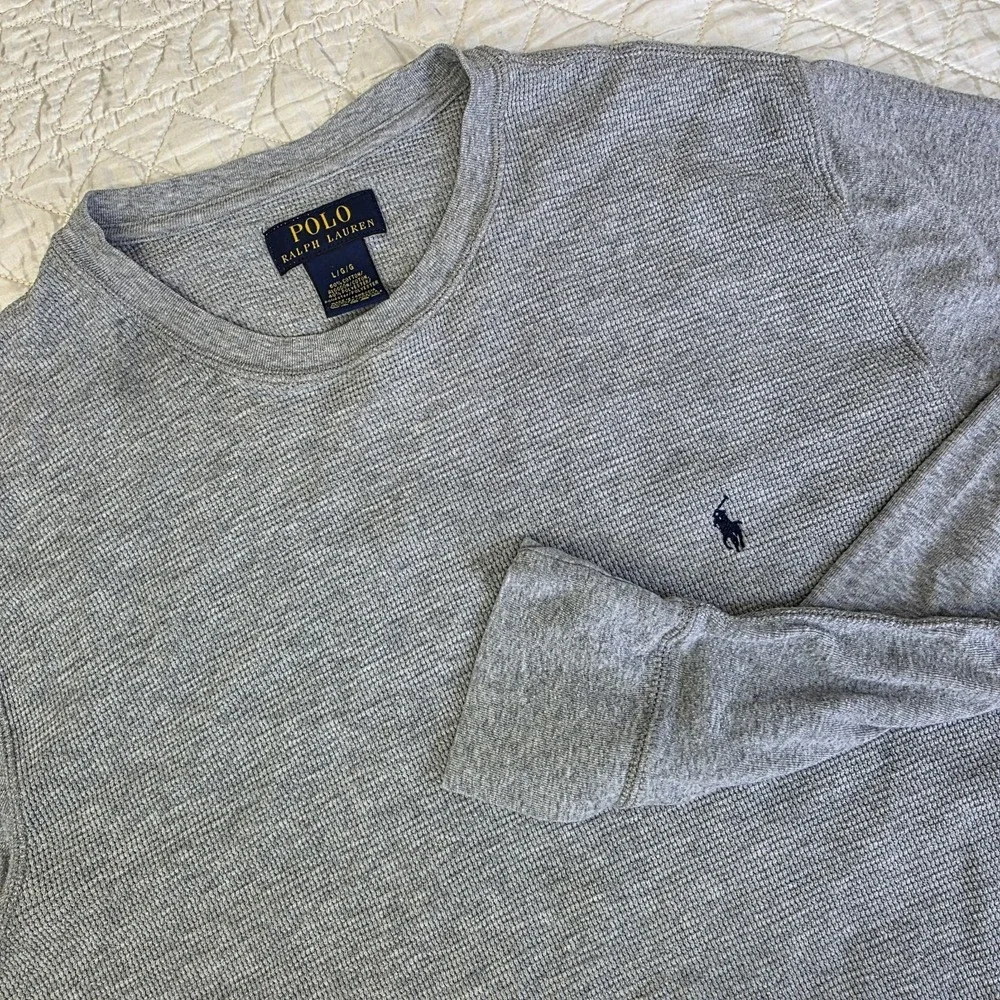 Polo Ralph Lauren Men's Large Gray‎ Light Thermal Body Jersey Knit Sleeve Shirt