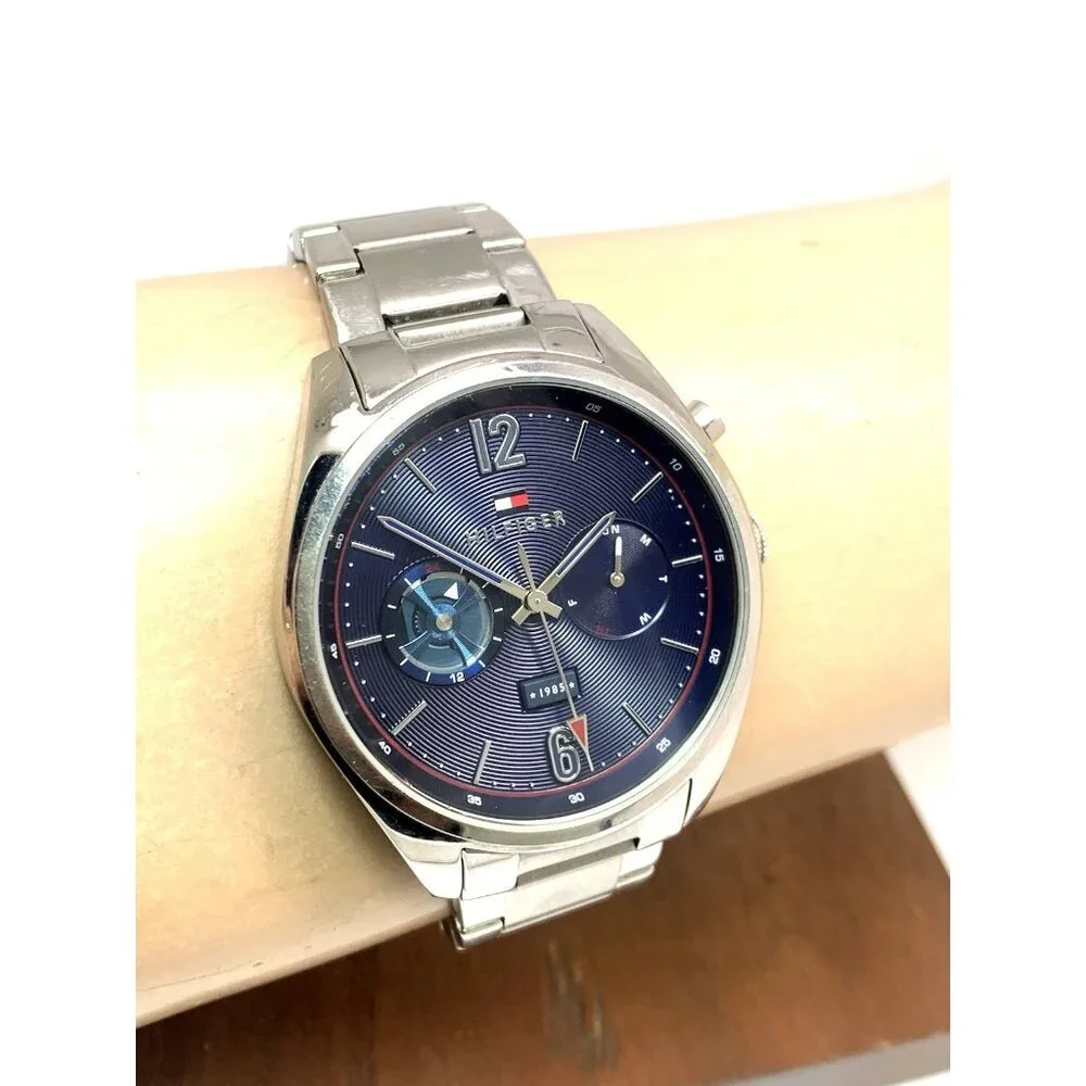 Tommy Hilfiger Men's Watch 1791551 Quartz Blue Dial Silver Stainless Steel 44mm