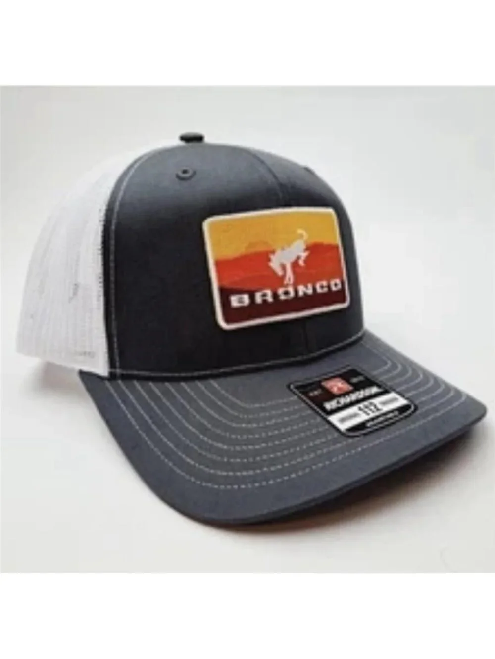 Retro Bronco Sunset Embroidered Patch Trucker Hat Richardson 112 Snapback Cap