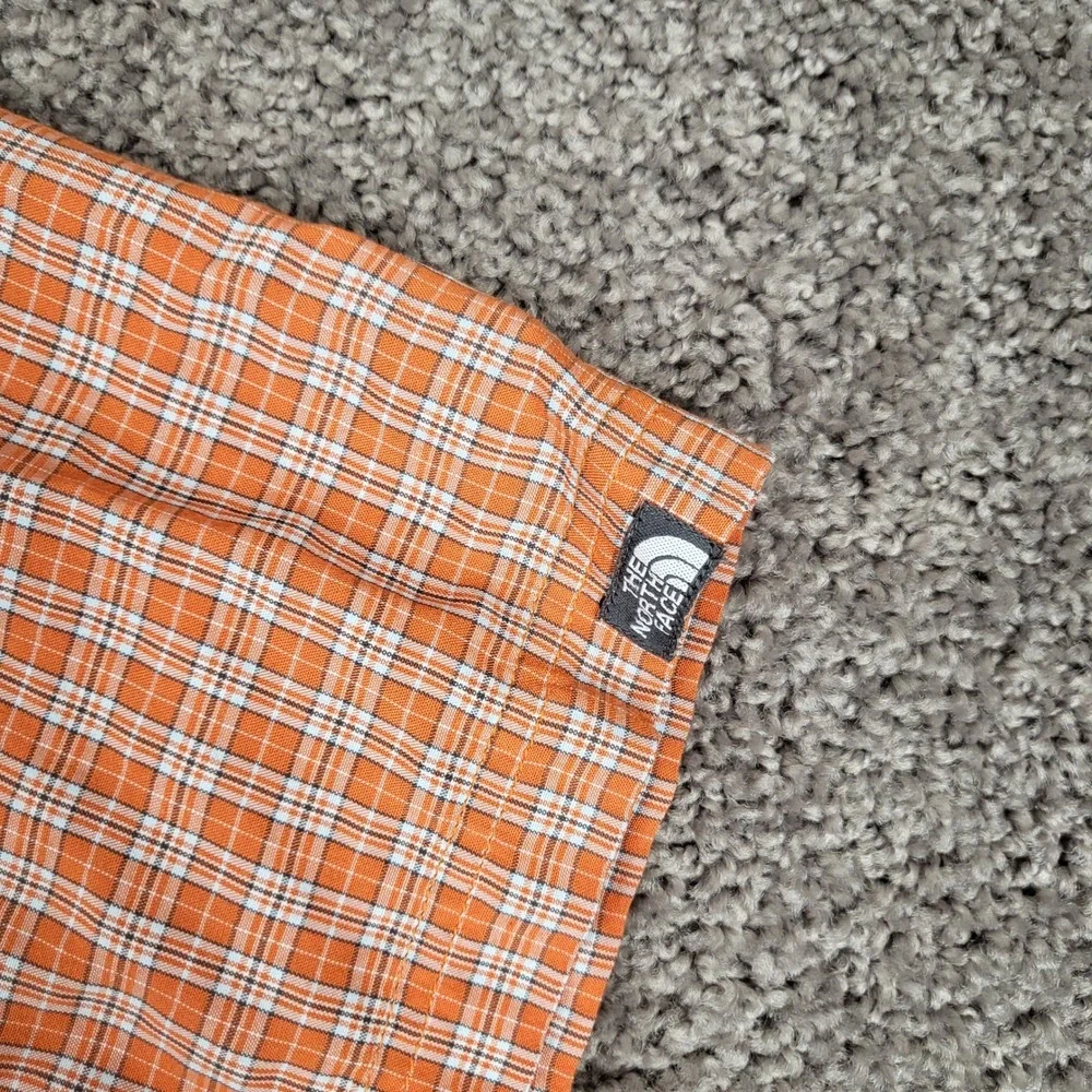The North Face Shirt Mens XL Orange Plaid Excellent Short Sleeve ANM1 Tactical