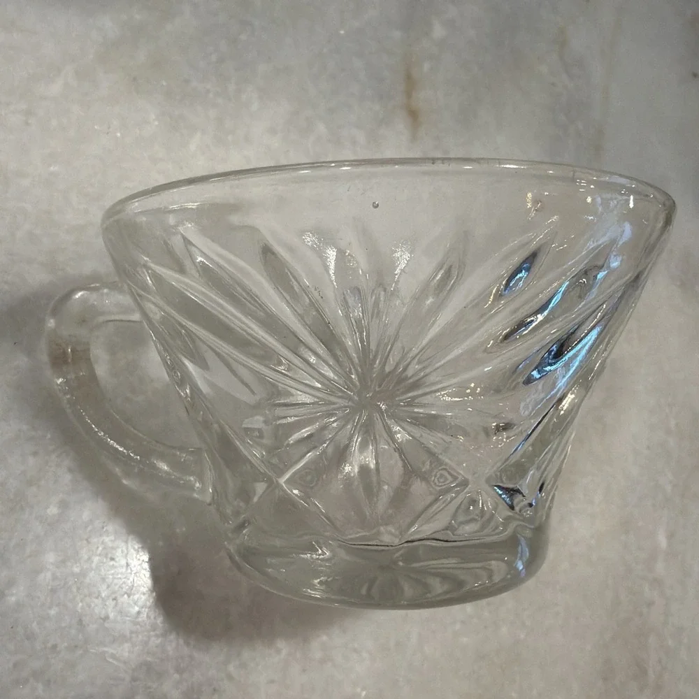 Vintage Anchor Hocking Clear Glass  Prescut StarofDavid Punch Cups Set of 6ES003