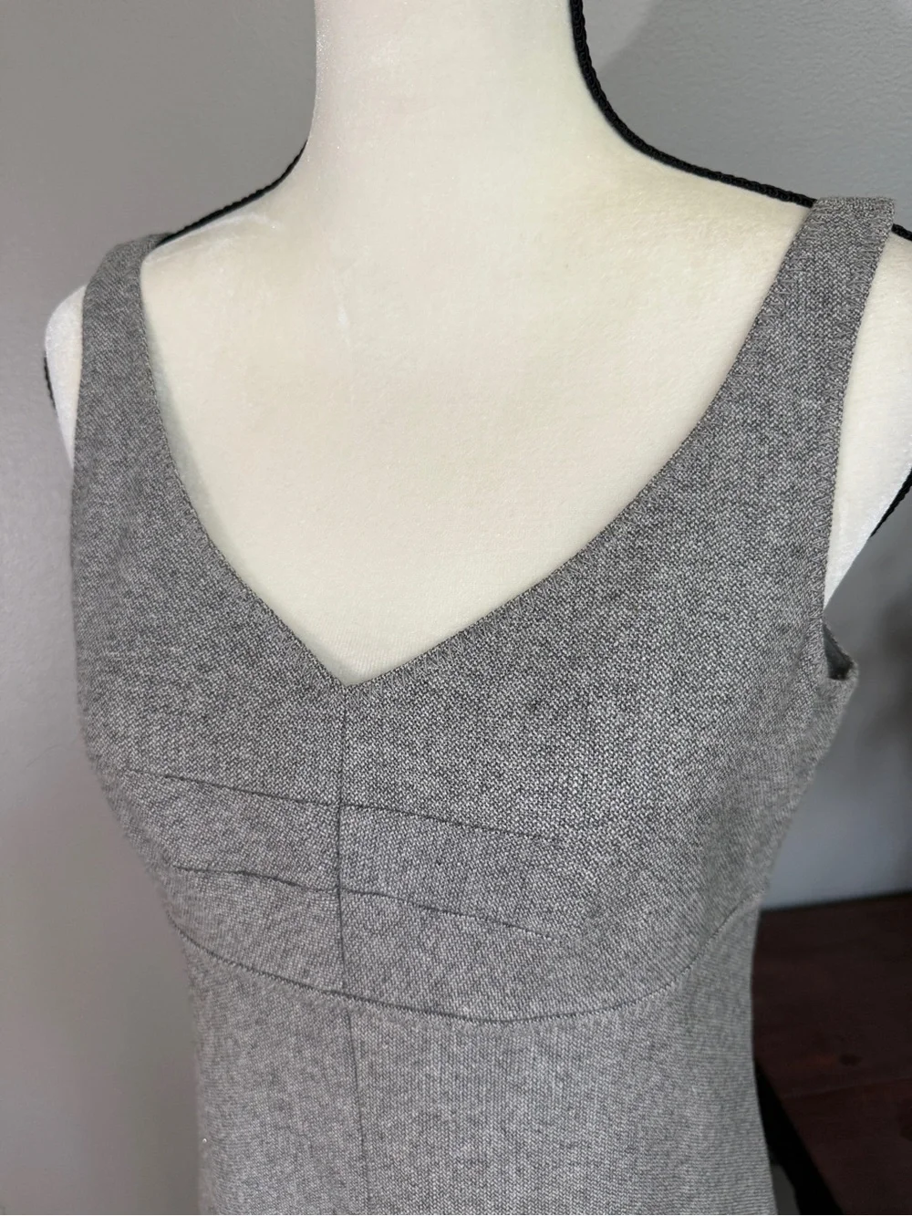 J. Crew Gray Wool Blend Sleeveless V-Neck Lined Midi Dress Size 6 #2556