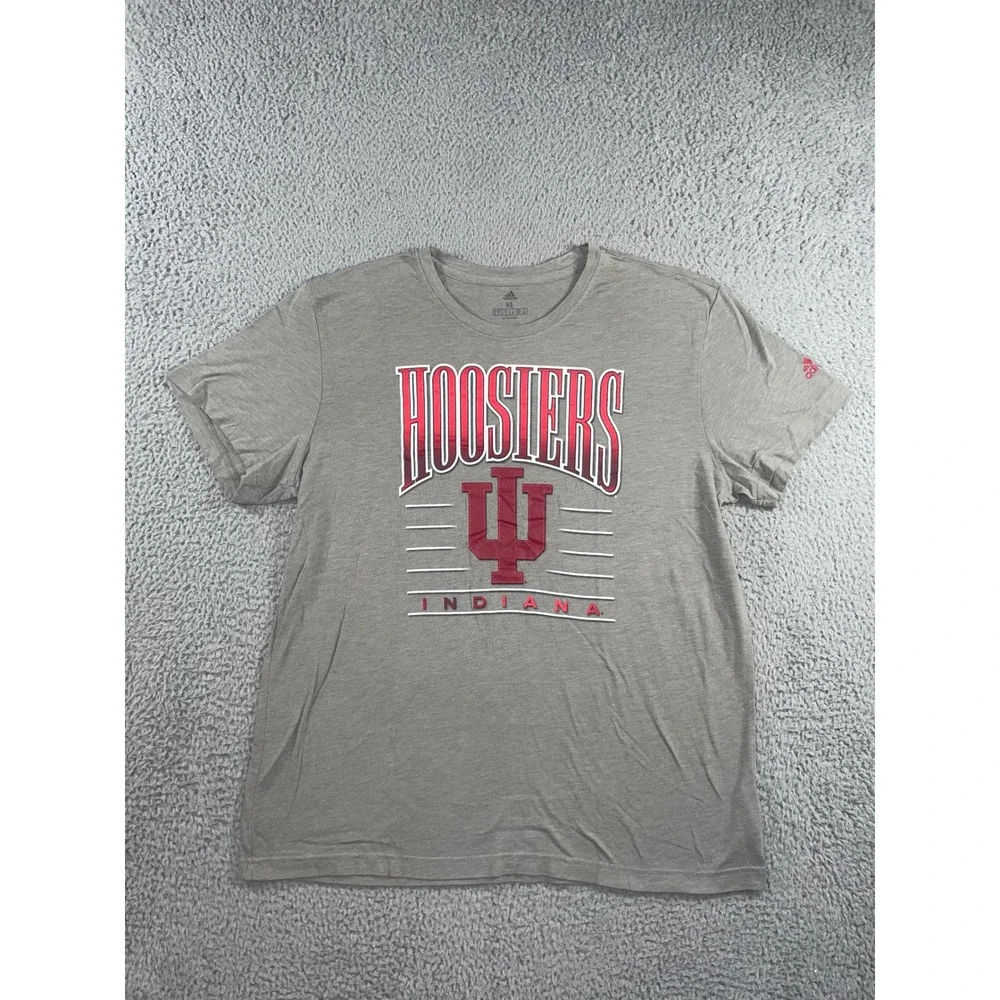 Adidas T-Shirt Men XL‎ Indiana University Hoosiers Gray Short Sleeve Graphic Tee