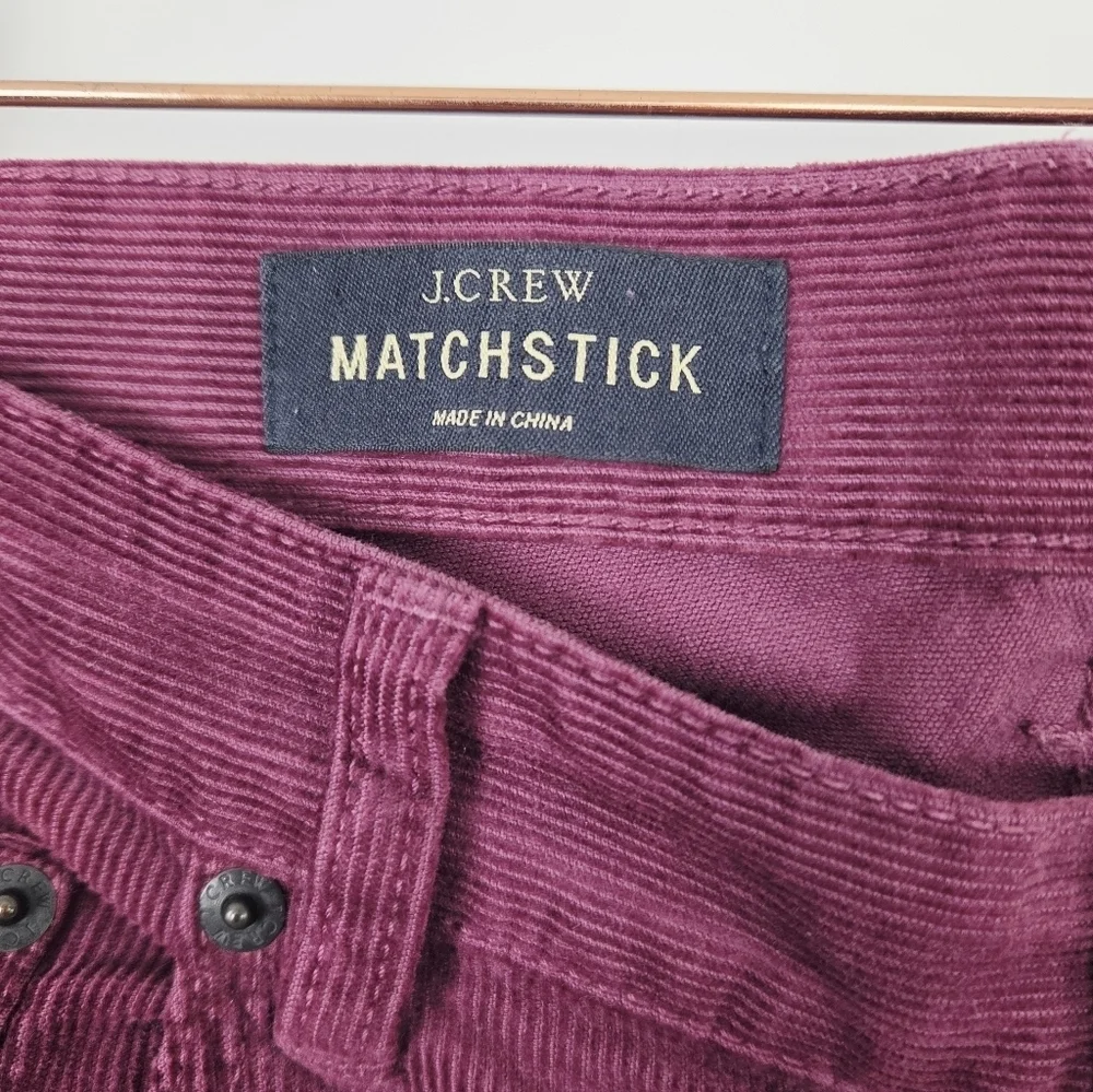 J. Crew Matchstick Corduroy Maroon Women's Size 28 Regular Pants