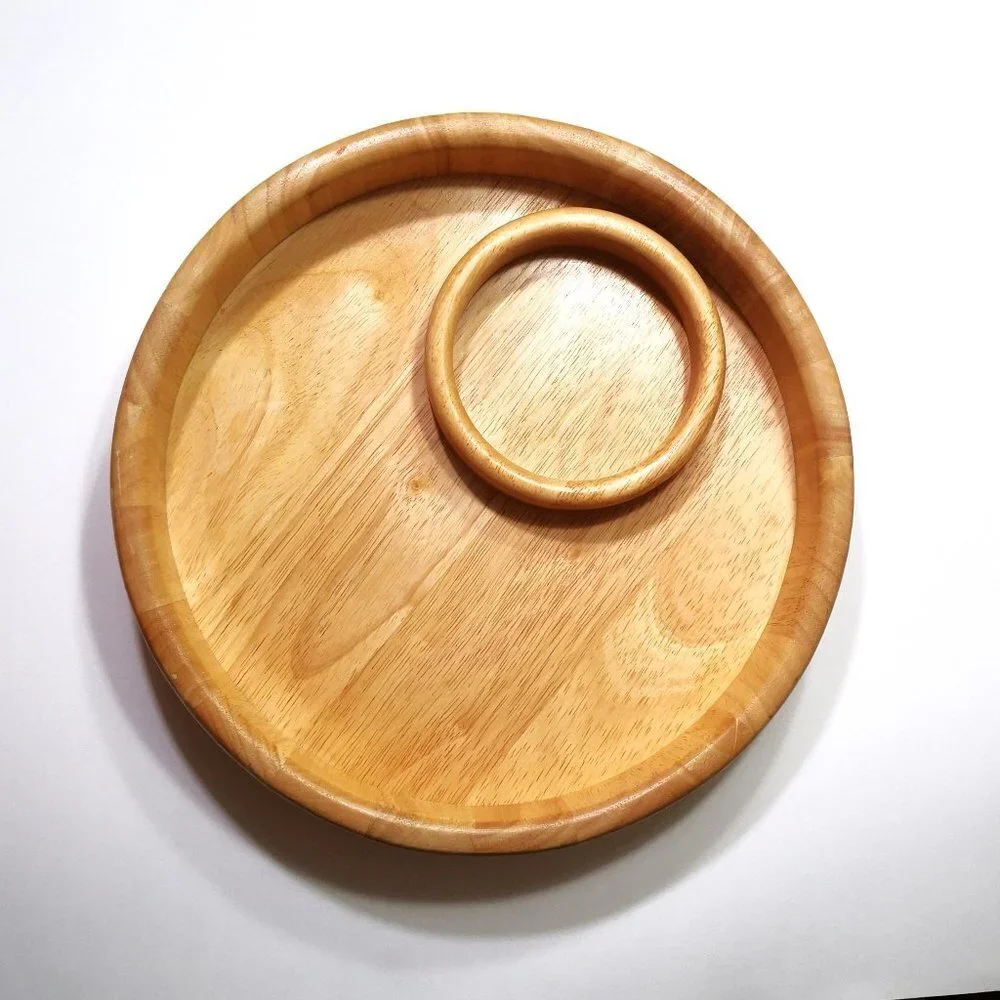 Round Beechwood Chip & Dip‎ Severing Bowl 12