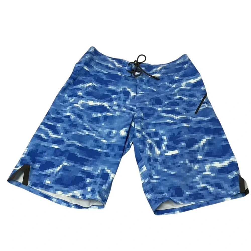 Lululemon Board Shorts Mens 32 Blue Digital Camo Swim Trunks Pixel Print‎