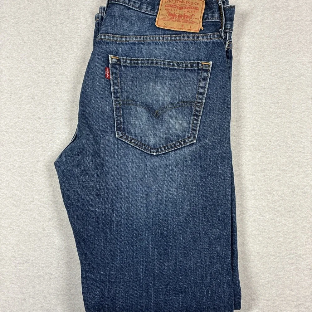 Levis 527 Mens Jeans 33x32 Blue Bootcut Fit Medium Wash Denim Classic City Biker