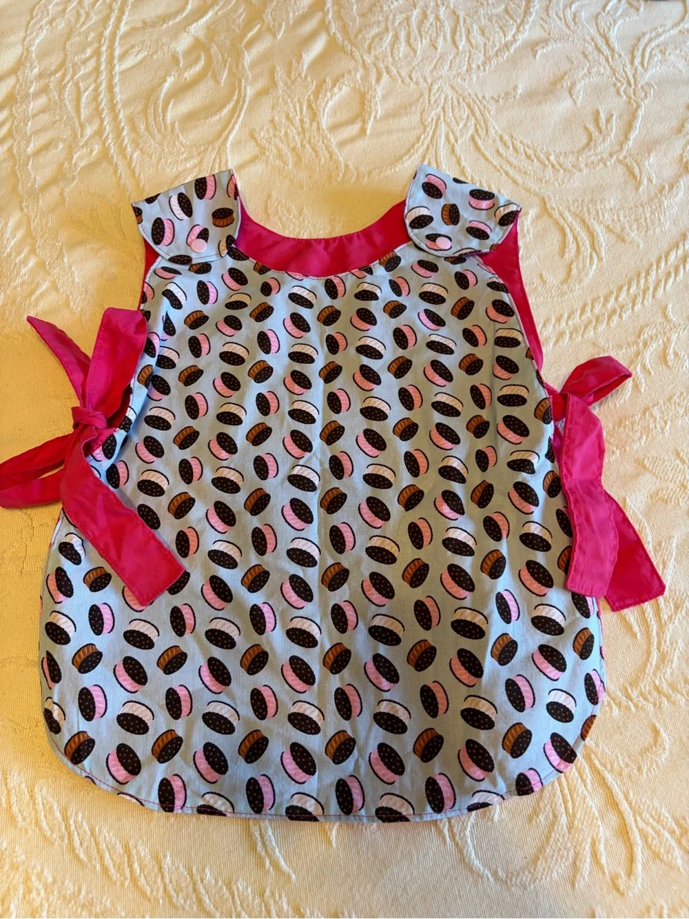 Handmade Reversible Toddler Art Smock Apron Ice Cream Side Tie Bib craft baking