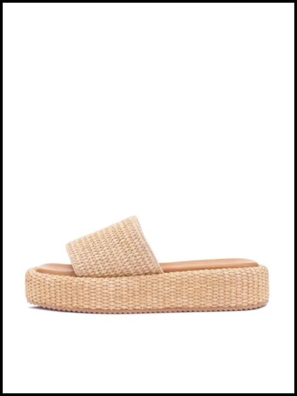Raffia Platform Sandals Women Espadrille Slides Woven Straw Flatform Beach
