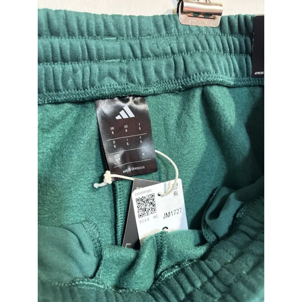 Adidas Men’s Small Green Fleece Shorts Drawstring Pockets NWT Athletic