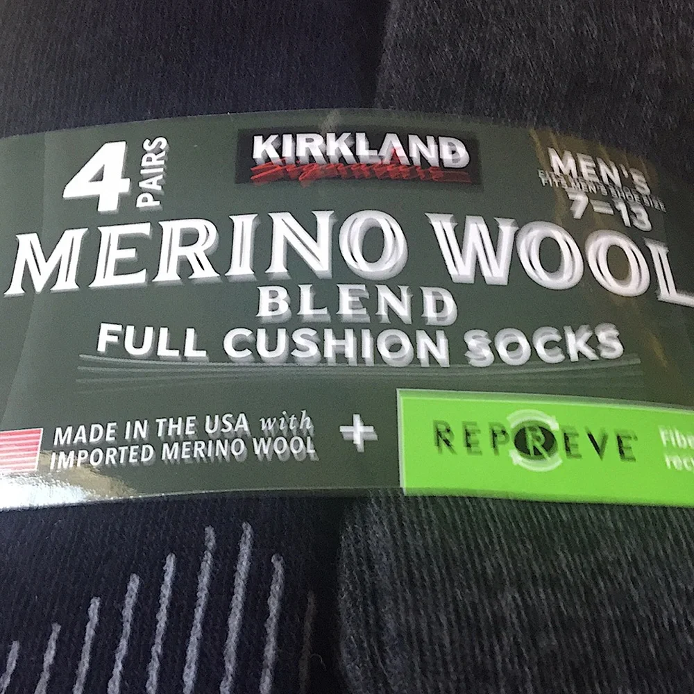 KIRKLAND SIGNATURE MERINO MEN’S WOOL BLEND SOCKS