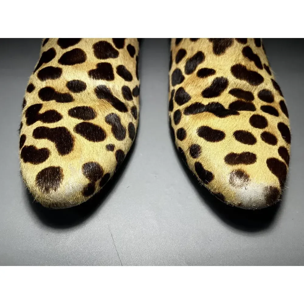 Tory Burch Boots Womens Size 7 Leopard Print‎ Pony Hair Chelsea Ankle Boots