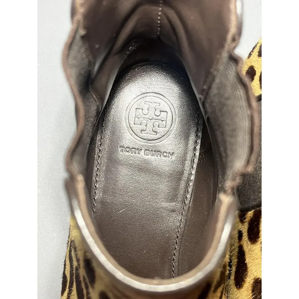 Tory Burch Boots Womens Size 7 Leopard Print‎ Pony Hair Chelsea Ankle Boots