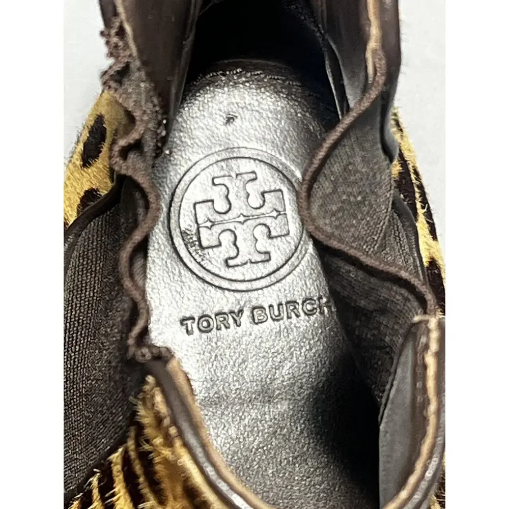 Tory Burch Boots Womens Size 7 Leopard Print‎ Pony Hair Chelsea Ankle Boots