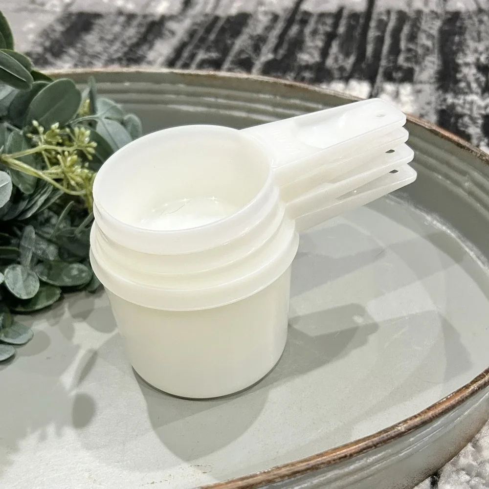 Vintage Tupperware White Replacement Measuring Cups Set ~ 1/3,‎ 1/2, 2/3, 1 CUP