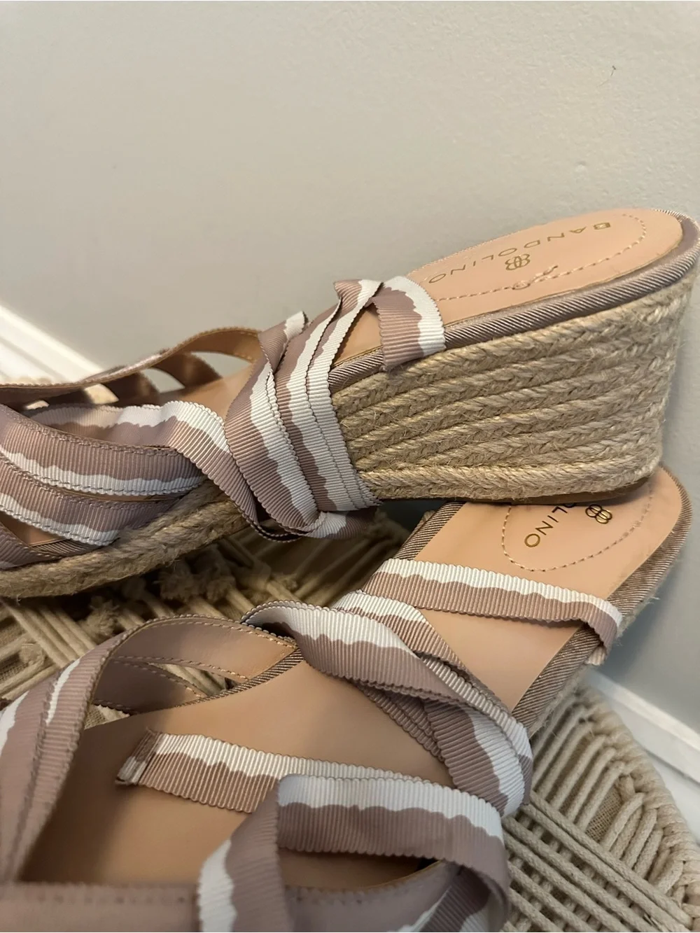 Bandolino Ribbon Espadrille Wedge Sandals - Women Size 10