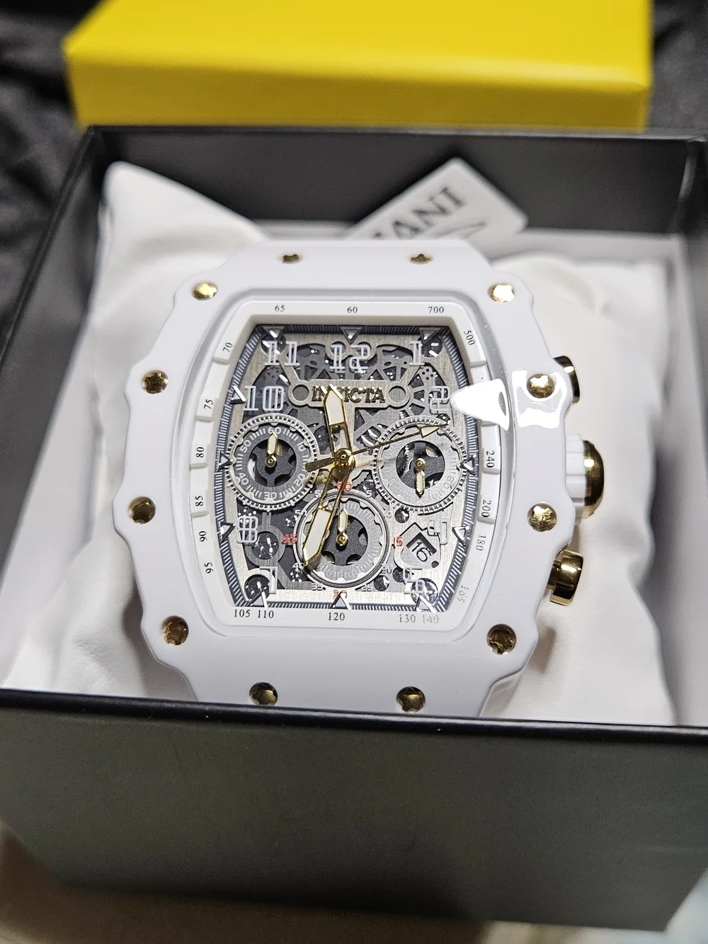 Invicta Racing Men’s White and Gold Chronograph Watch