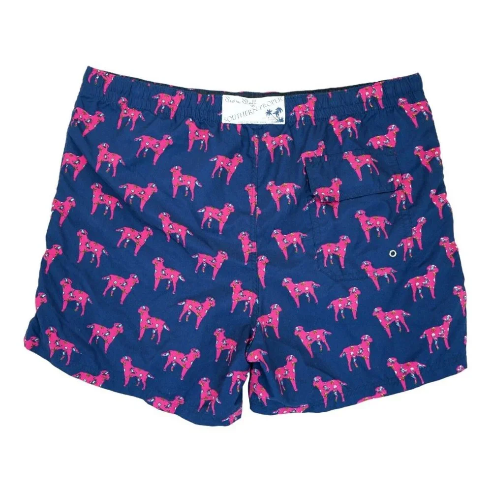 Swim Stuff Southern Proper Men's Trunks‎ Blue And Dogs Prints Size XL