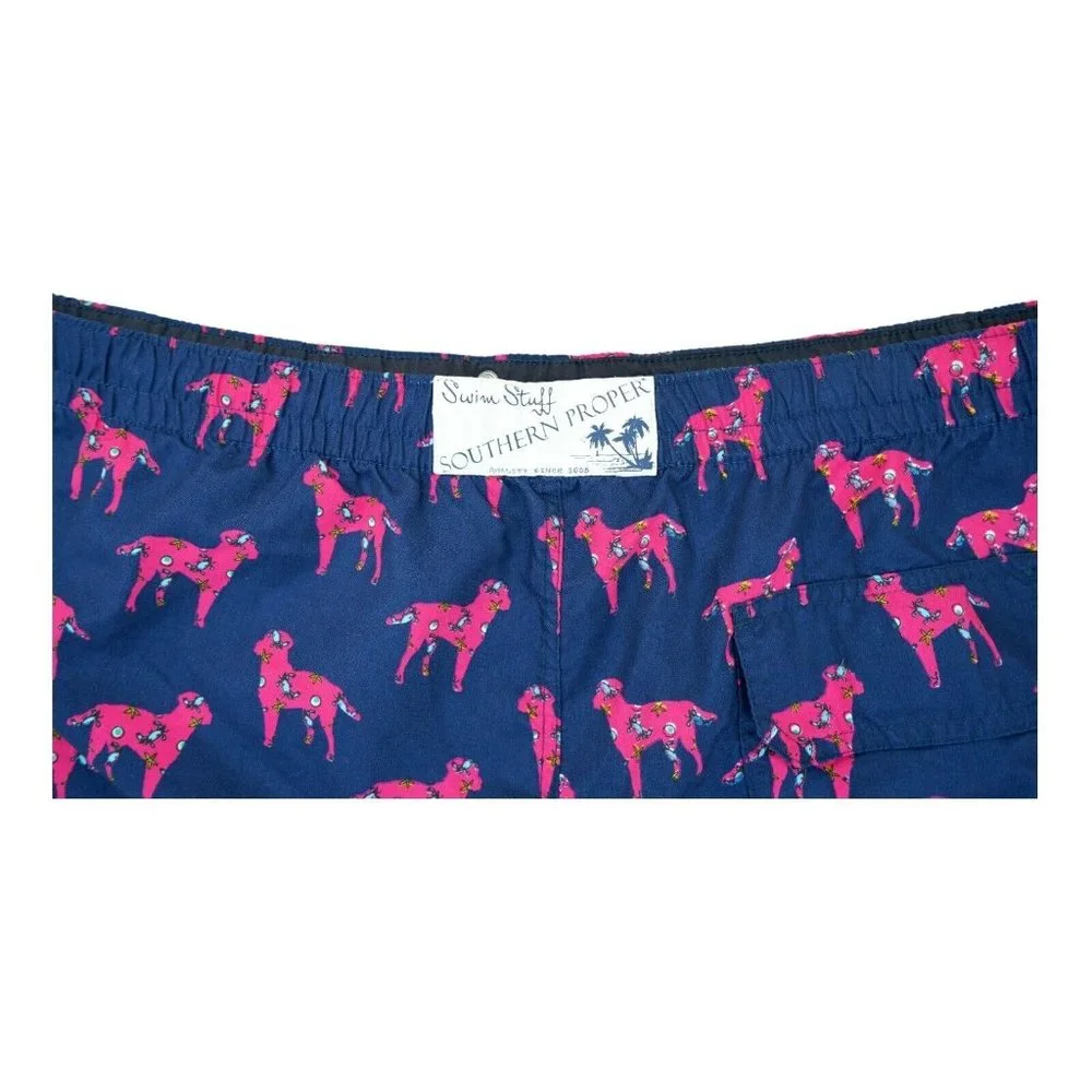 Swim Stuff Southern Proper Men's Trunks‎ Blue And Dogs Prints Size XL