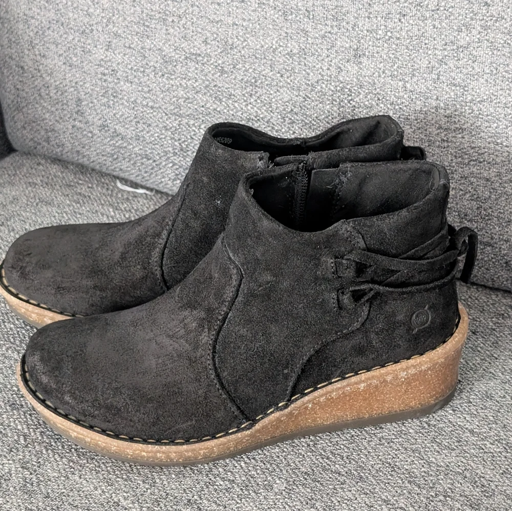 Born Black Suede Ankle Boots