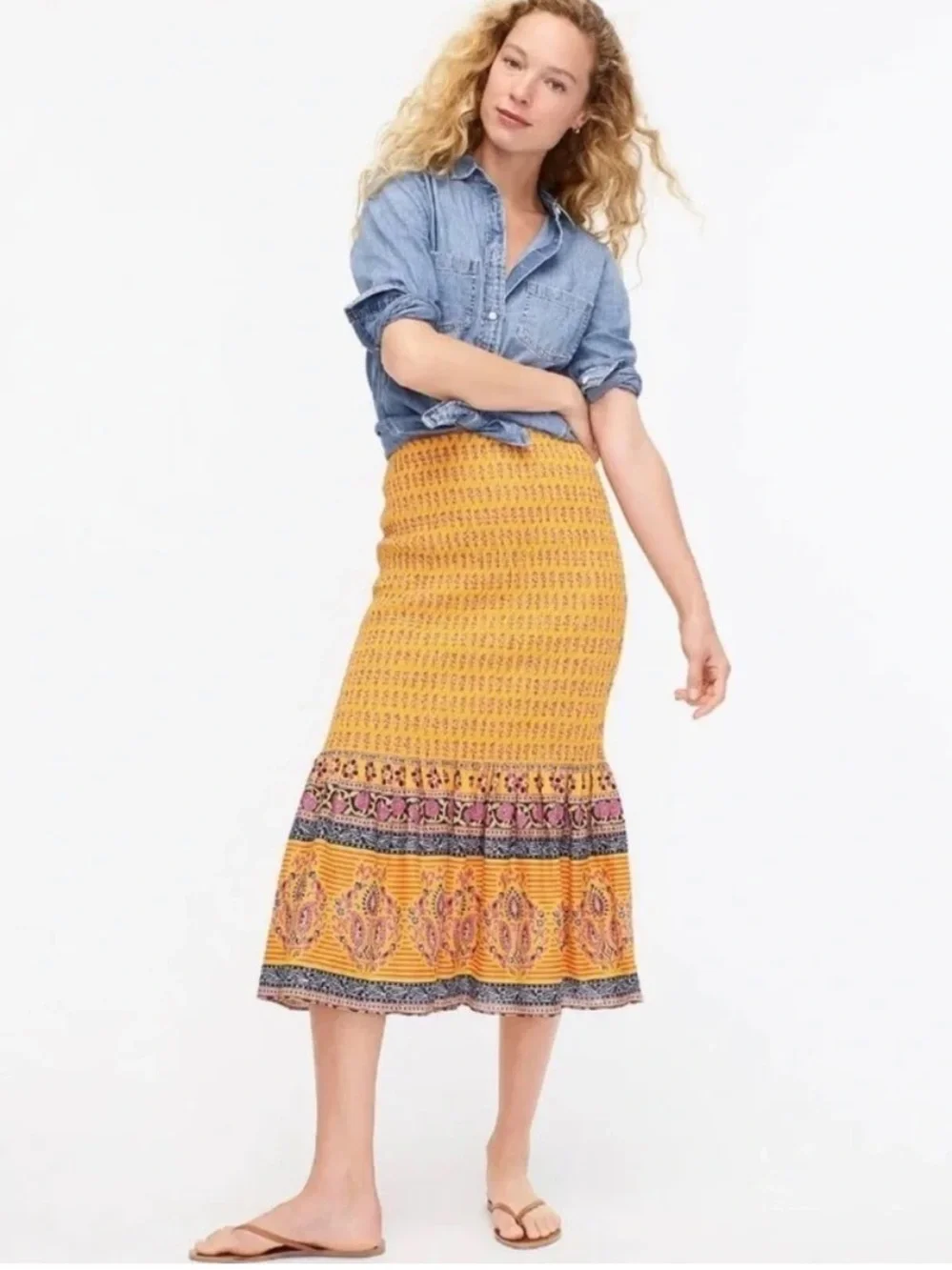 J. Crew Sunny Block Print Yellow Mermaid Style Size 00