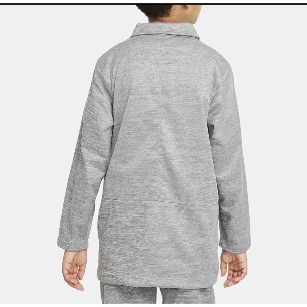 Kids Nike‎ Therma Fit Gray Button Up Coaches Jacket Big Boys Collared Size S 8-9