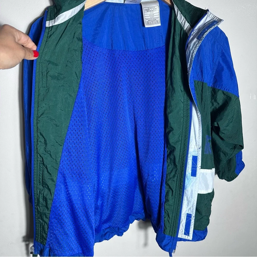 90s Vintage Nike Kids Blue and Green Colorblock windbreaker jacket