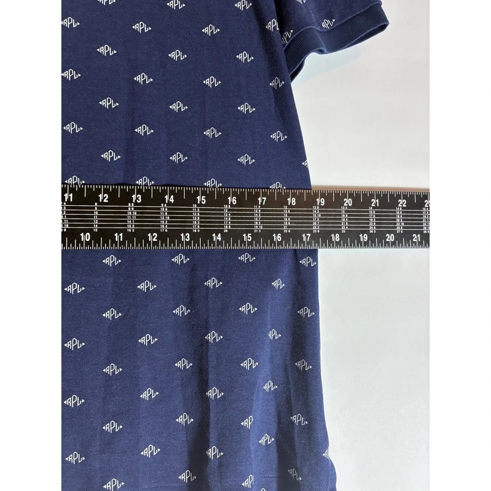 Polo Ralph Lauren Mens Navy Blue RPL Monogram Print Classic Fit Polo Shirt M
