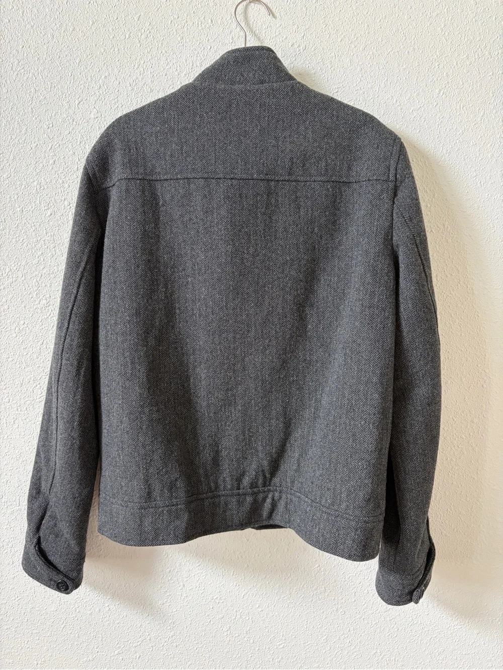 Banana Republic Grey Herringbone Wool Blend Bomber Jacket Men’s Small Luxury