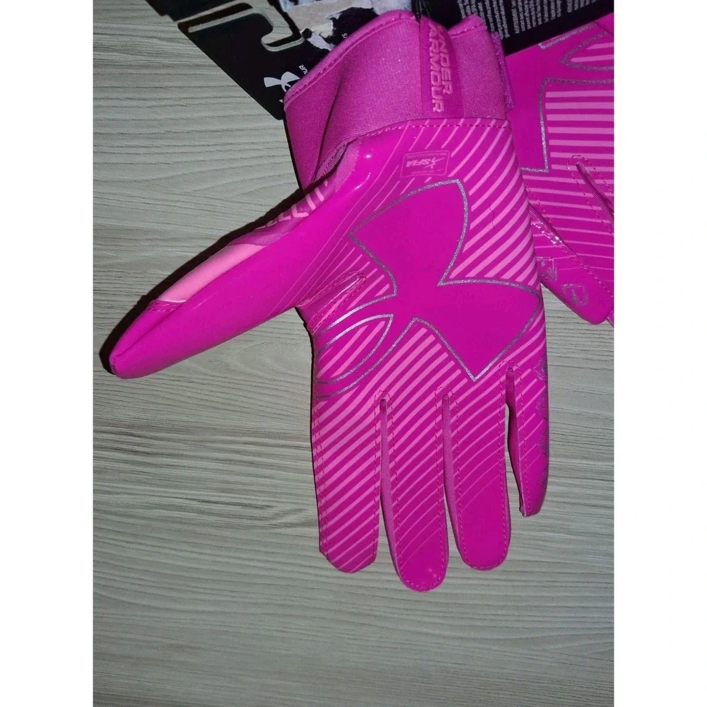 Under Armour F9 Nitro Full Finger Football Gloves Pink Size M