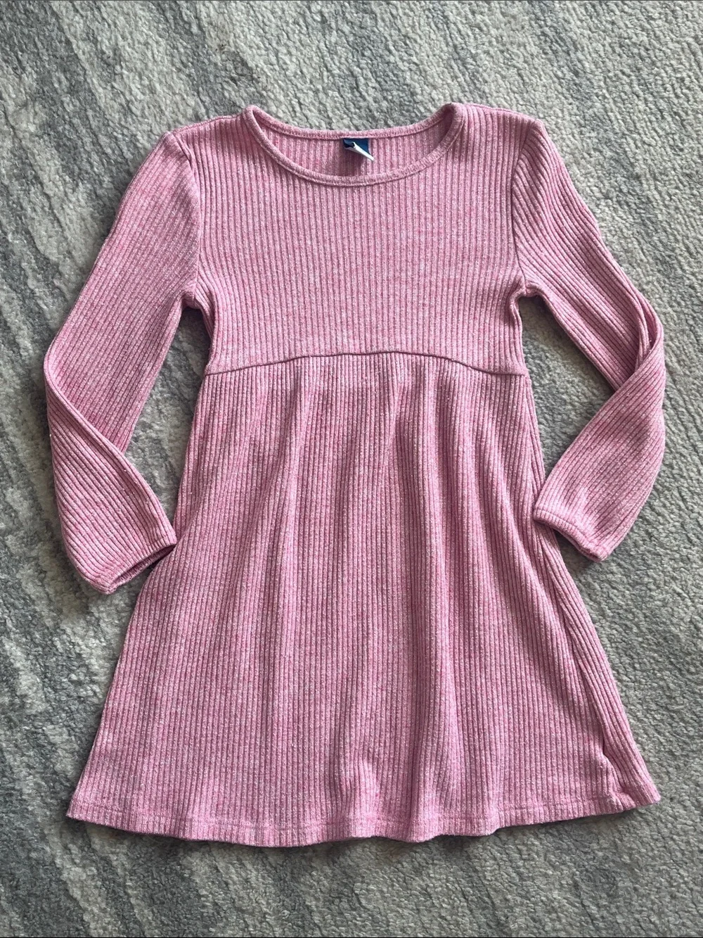 Old Navy Pink Ribbed Glitter Long-Sleeve Knit Dress