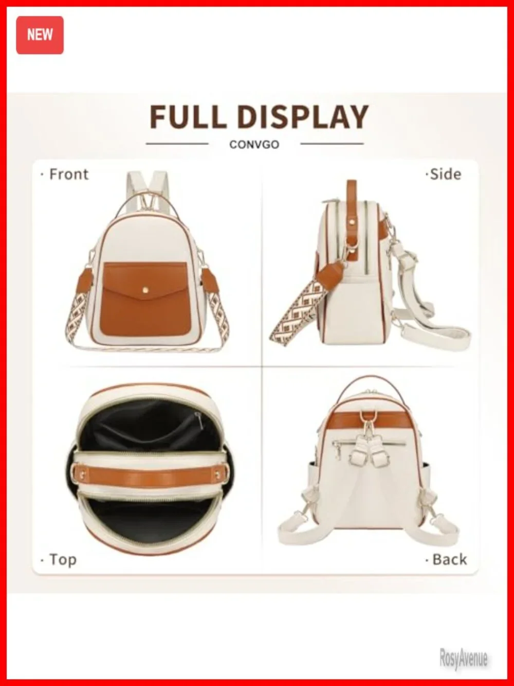 PU Leather Mini Backpack Convertible Shoulder Bag with Replaceable Straps