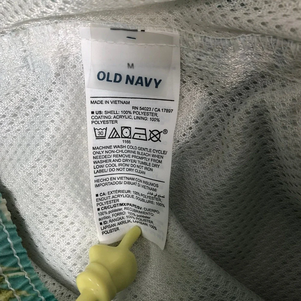 Old Navy Swim Trunks Mens Medium Green Palm Tree Tropical Board Shorts Beachwear