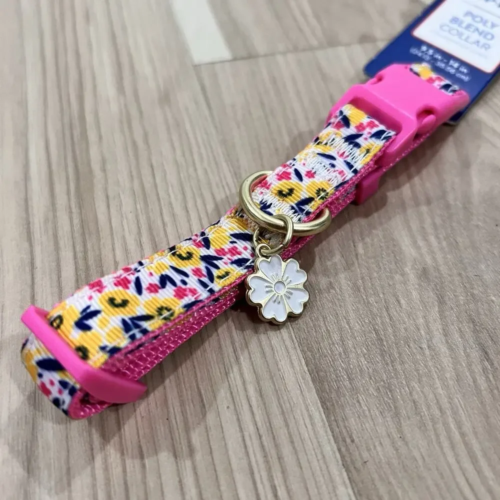 Top Paw Small Puppy Dog Collar Daisy Cute Flowers Adjustable Comfort Girly