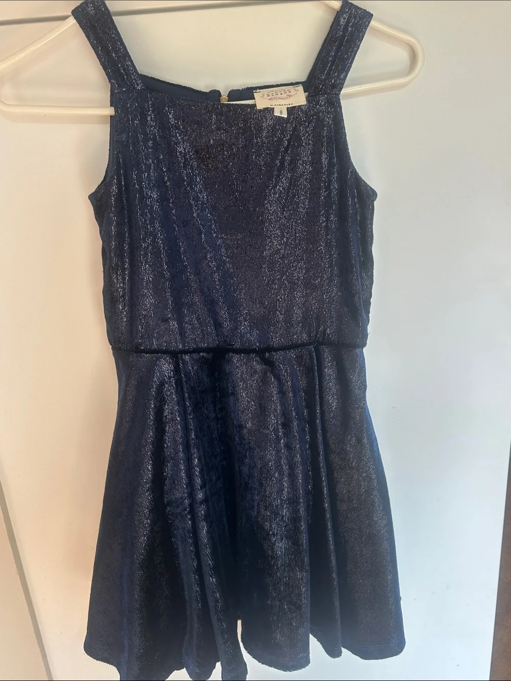 Hannah Banana Shimmery Navy Blue Fit-and-Flare Dress Girls size 8