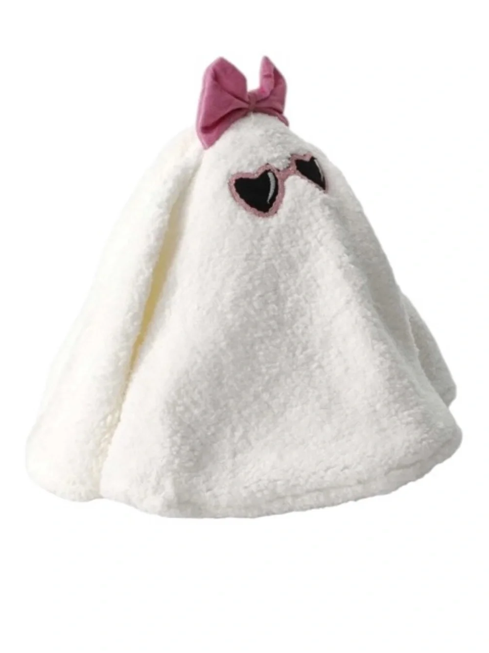 Pink Bow Halloween Ghost Heart Glasses White Sitting Flow Pillow