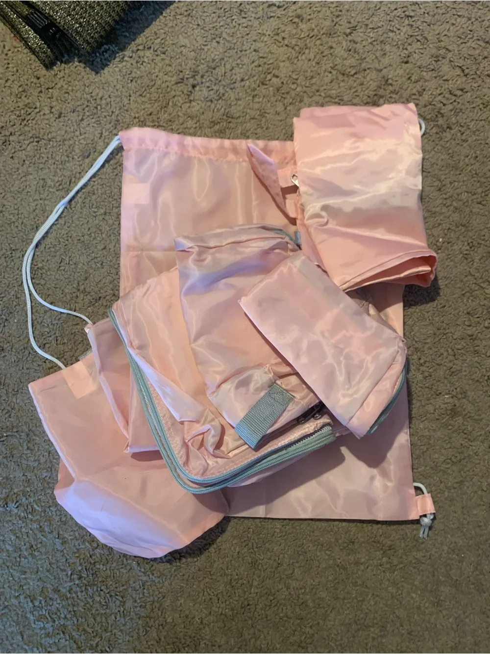 Pink Travel Packing Cubes and Cosmetic Organizer Set