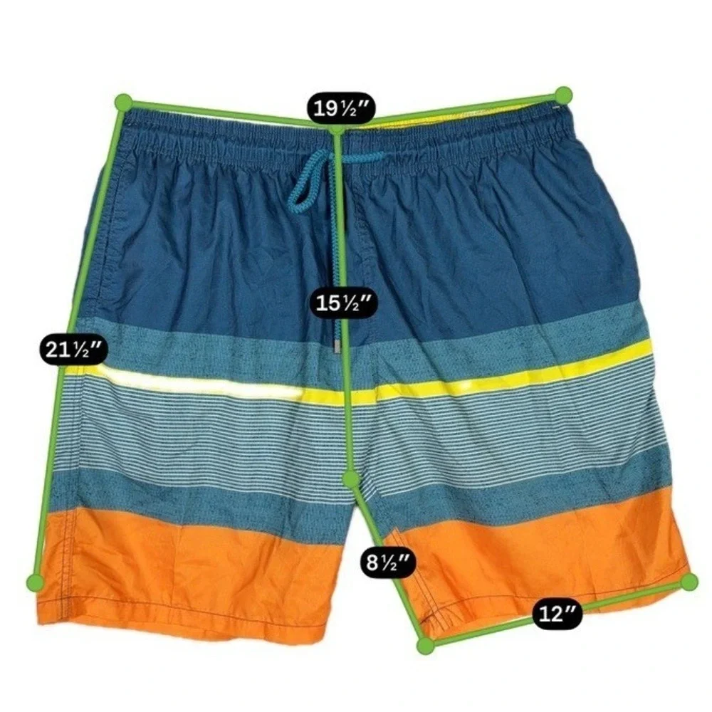 Kailua Surf Men's 2XL Swim Trunks Colorblock Striped Mesh Lined NWOT