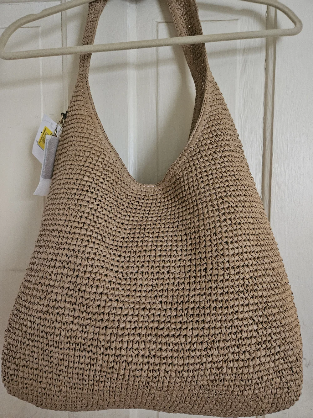 COACH New York Woven Straw Hobo Bag in Tan