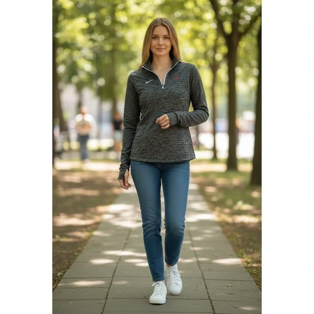 Nike Dri-FIT Element Half-Zip Pullover Womens M Gray Heather UVA Cavaliers‎